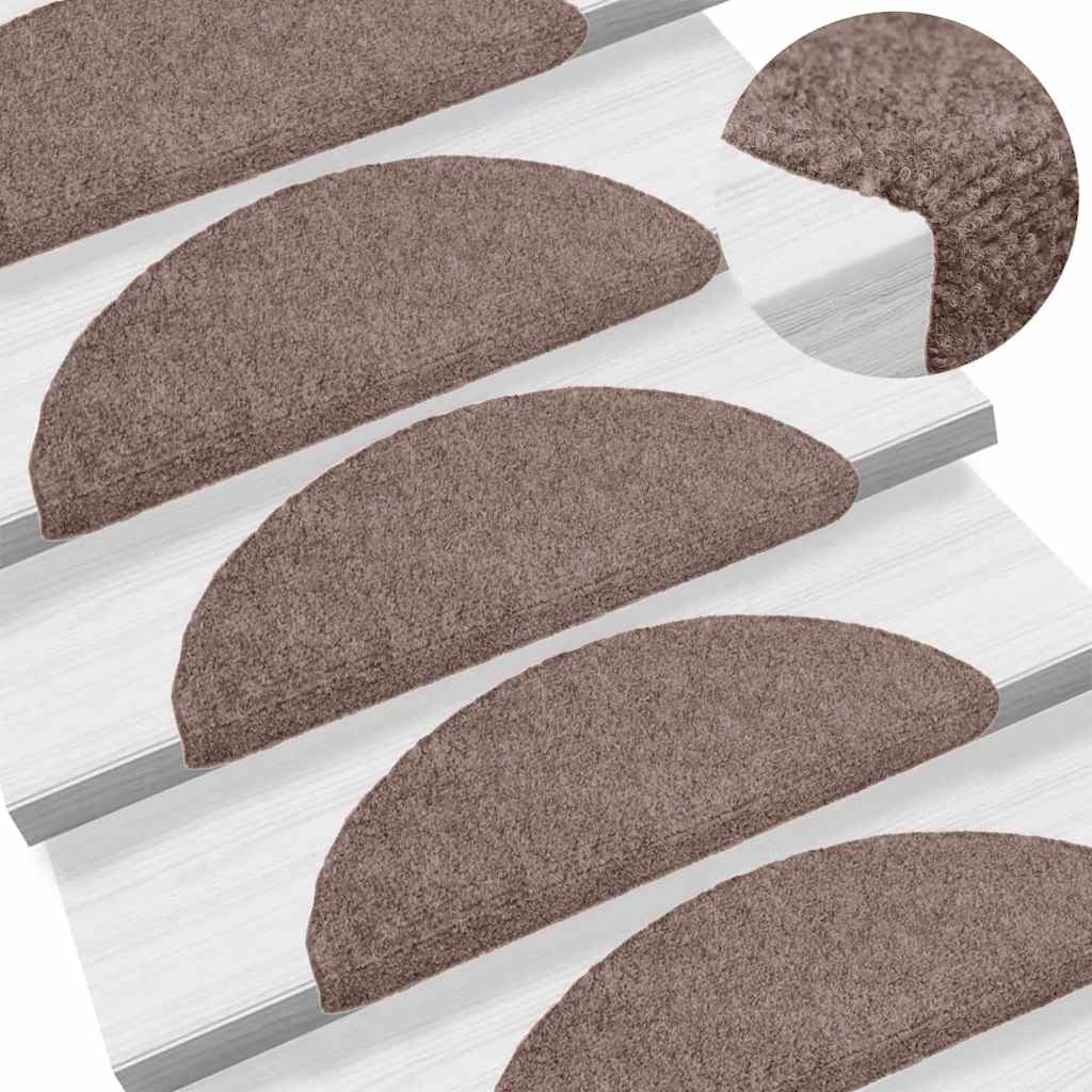 VidaXL tapis d'escalier auto-adhésifs 15 pièces 56x17x3 cm marron clair semi-circulaire