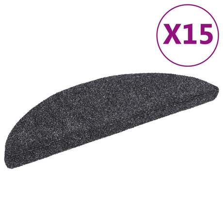 Vidaxl Stair Mats auto-adhésif 15 pièces 56x17x3 cm Hémisphère gris foncé
