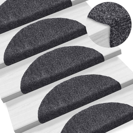 Vidaxl Stair Mats auto-adhésif 15 pièces 56x17x3 cm Hémisphère gris foncé