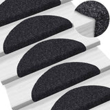 Vidaxl Mat à escalier auto-adhésif 15 pièces 56x17x3 cm Hémisphère noir