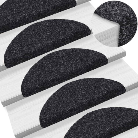 Vidaxl Mat à escalier auto-adhésif 15 pièces 56x17x3 cm Hémisphère noir
