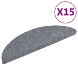 Vidaxl Schodišťové rohože Self -adhesive 56x17x3 cm jehla plsti světle šedá 15 sts