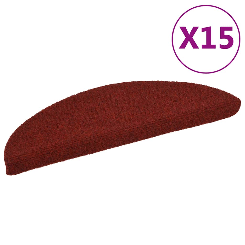 Vidaxl Stair Mats auto-adhésif 15 pièces 56x17x3 cm Bordeaux Red Semi-Round