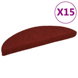 Vidaxl Stair Mats auto-adhésif 15 pièces 56x17x3 cm Bordeaux Red Semi-Round
