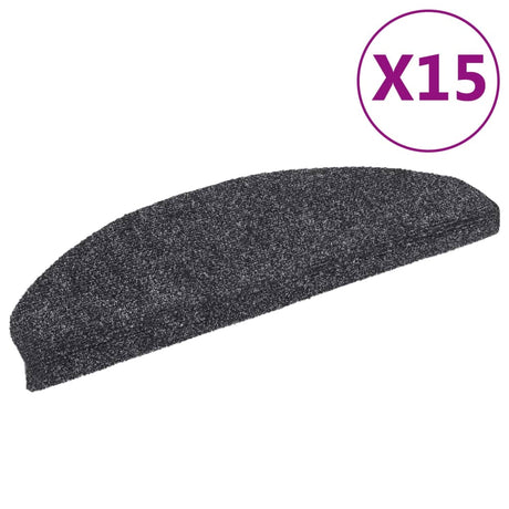 Vidaxl Mat à escalier auto-adhésif 15 pièces 65x21x4 cm Hémisphère gris foncé grand