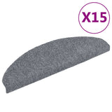 Vidaxl Mat à escalier auto-adhésif 15 pièces 65x21x4 cm Gray clair semi -rinds grandes