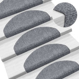 Vidaxl Mat à escalier auto-adhésif 15 pièces 65x21x4 cm Gray clair semi -rinds grandes