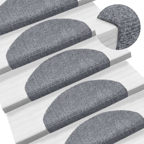 Vidaxl Mat à escalier auto-adhésif 15 pièces 65x21x4 cm Gray clair semi -rinds grandes