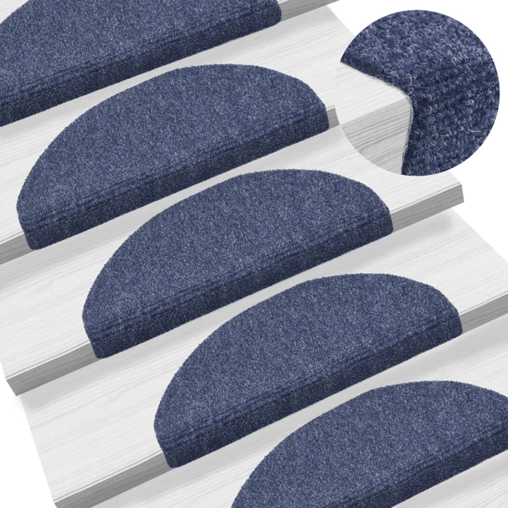 Vidaxl stair mat self-adhesive 65x21x4 cm needle felt blue 15-piece