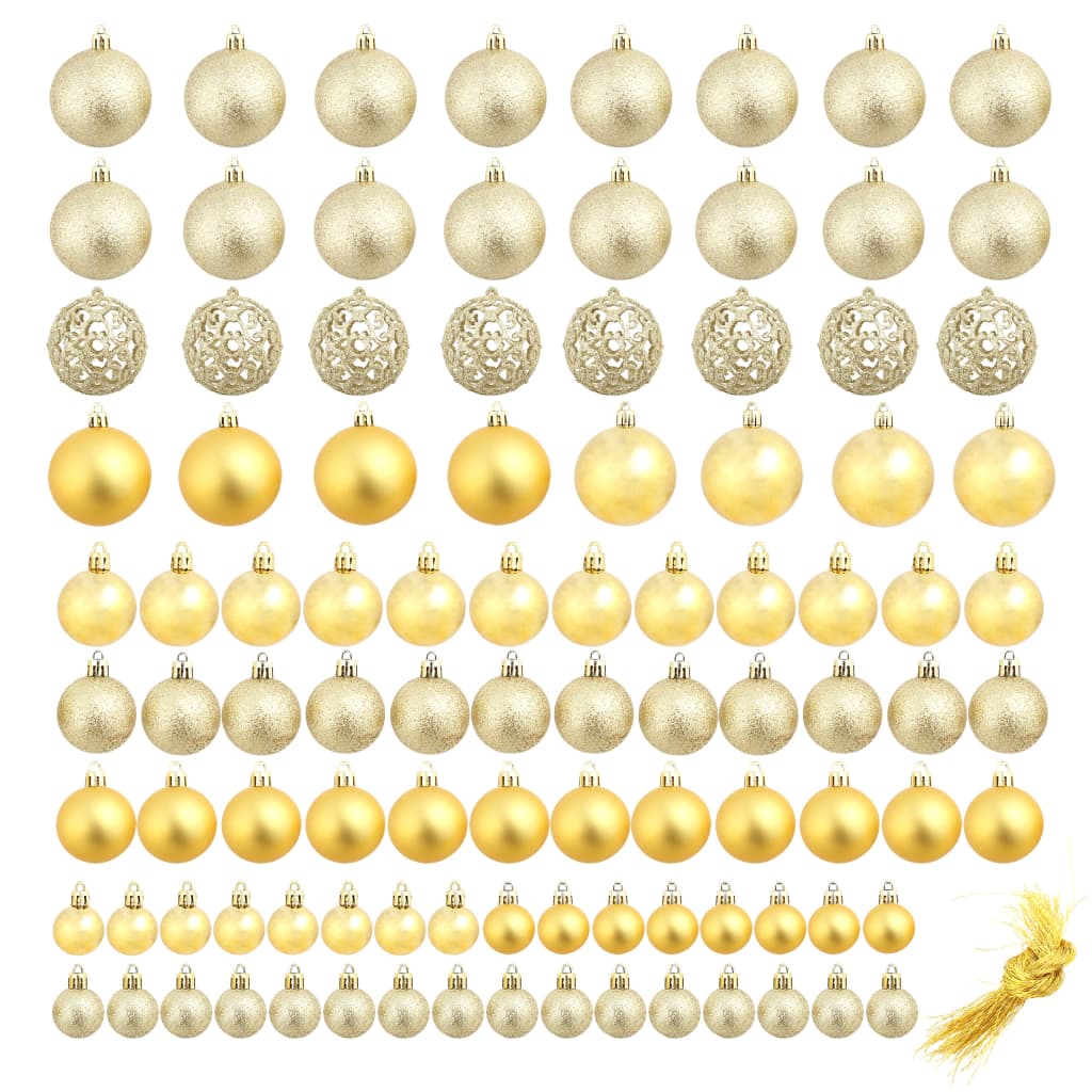 Vidaxl 100 pièces de Noël Set 3 4 6 cm Gold Colored