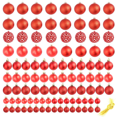 VidaXL 100-delige Kerstballenset 3 4 6 cm rood