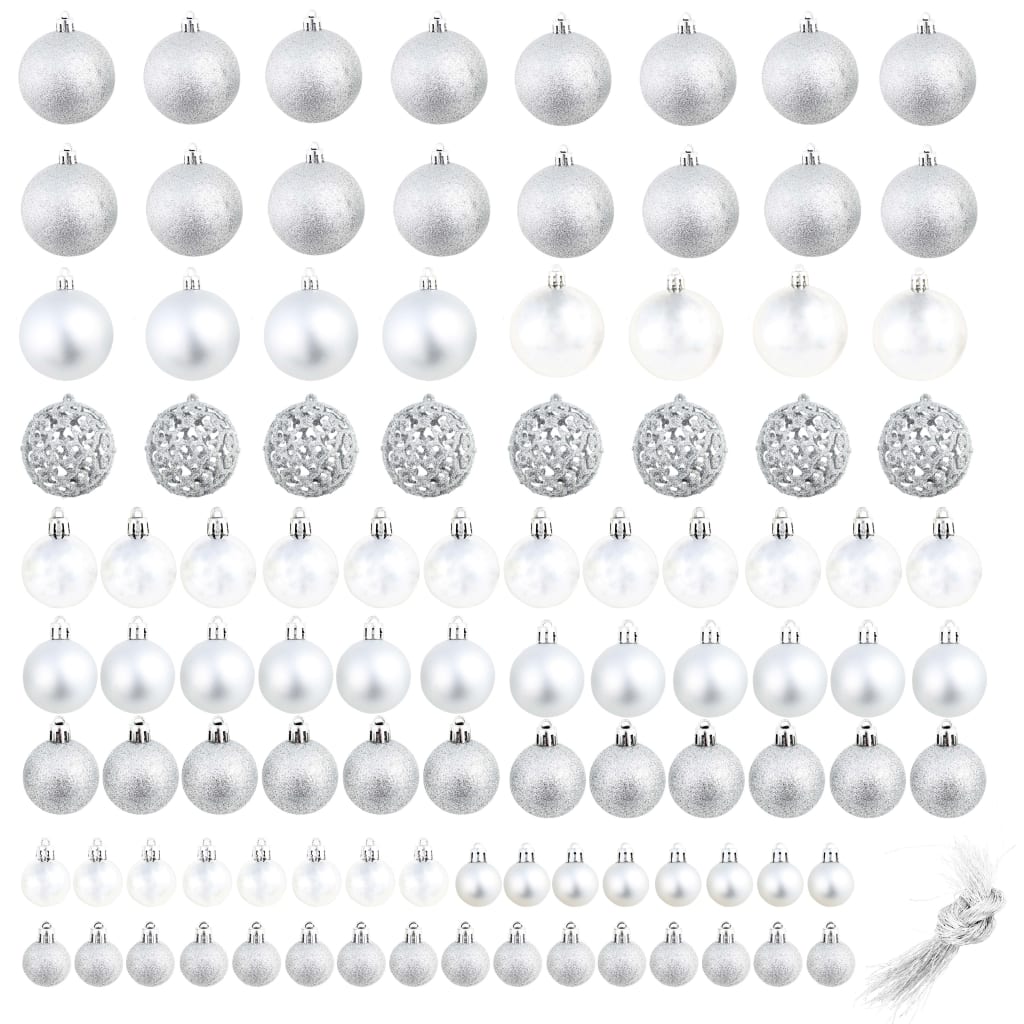 Vidaxl 100 pièces de Noël Set 3 4 6 cm Colore en argent