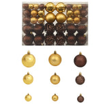 Vidaxl 100 pièces de Noël Set 3 4 6 cm Couleur bronze bronche or couleur or