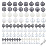 Vidaxl 100 pièces de Noël Set 3 4 6 cm Gris blanc