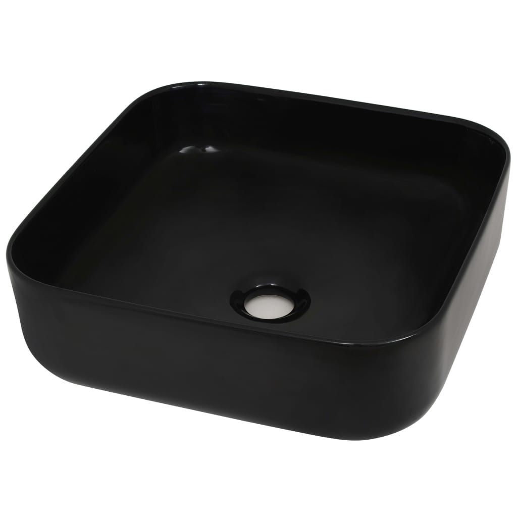 Vidaxl Washbasin Square 38x38x13,5 cm keramisk sort