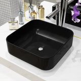 Vidaxl Washbasin Square 38x38x13,5 cm keramisk sort