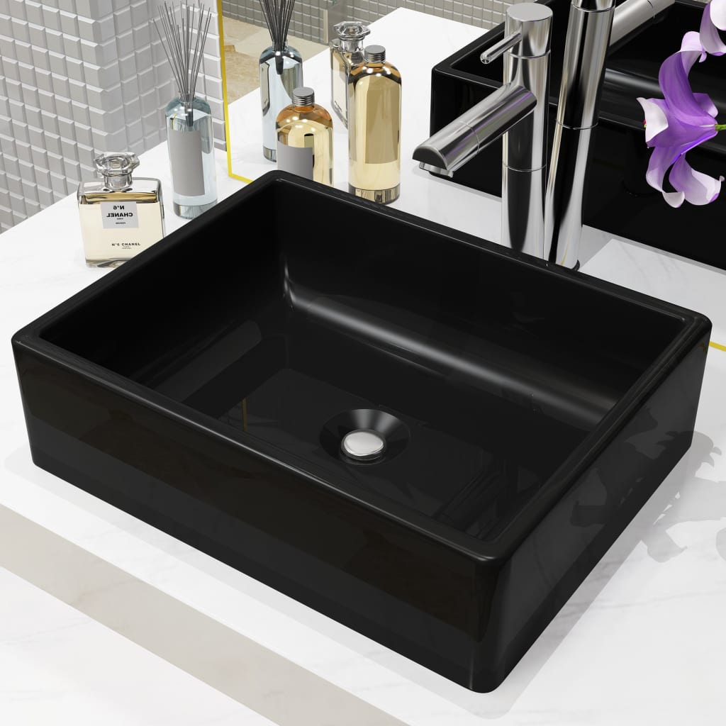 Vidaxl Washbasin Square 41x30x12 cm keramisk svart