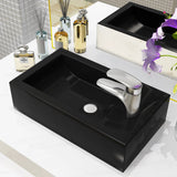 Vidaxl Washingin avec trou de robinet rectangulaire 46x25.5x12 cm Black en céramique