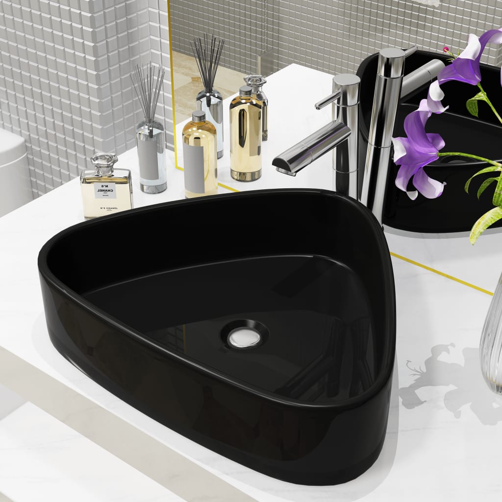 Vidaxx lavabo triangulaire 50,5x41x12 cm céramique noir