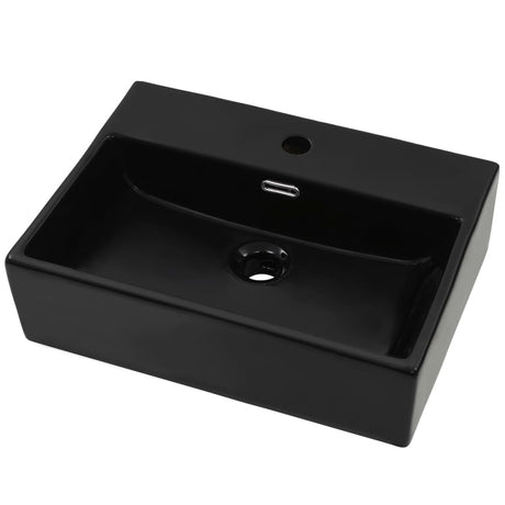 Vidaxl Washingin avec trou du robinet 51.5x38.5x15 cm Black en céramique