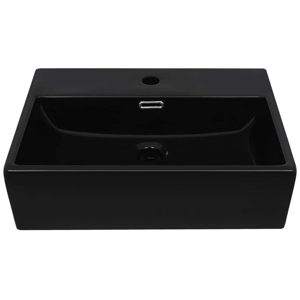 Vidaxl Washingin avec trou du robinet 51.5x38.5x15 cm Black en céramique