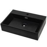 Vidaxl Washingin avec trou du robinet 76x42.5x14,5 cm Black en céramique