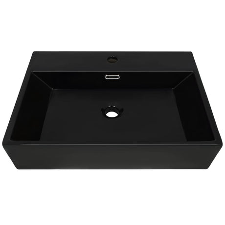 Vidaxl Washingin avec trou du robinet 76x42.5x14,5 cm Black en céramique