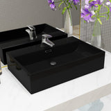 Vidaxl Washingin avec trou du robinet 76x42.5x14,5 cm Black en céramique