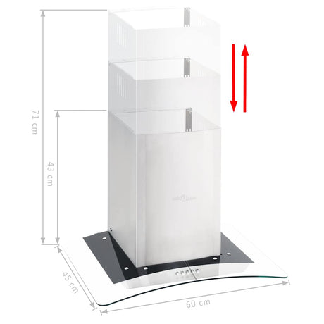 Hotte d'extracteur de paroi Vidaxl 756 m³ U LED 60 cm en acier inoxydable