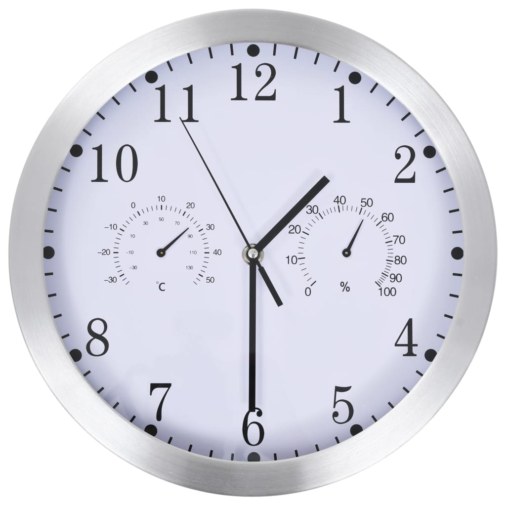 Horloge murale vidaxl avec mécanisme de quartz thermomètre hygromètre 30 cm blanc