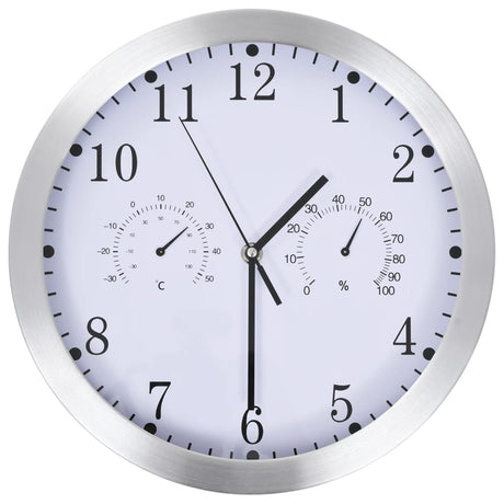 Horloge murale vidaxl avec mécanisme de quartz thermomètre hygromètre 30 cm blanc