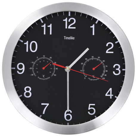 Horloge murale vidaxl avec mécanisme de quartz thermomètre hygromètre 30 cm noir