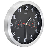 Horloge murale vidaxl avec mécanisme de quartz thermomètre hygromètre 30 cm noir