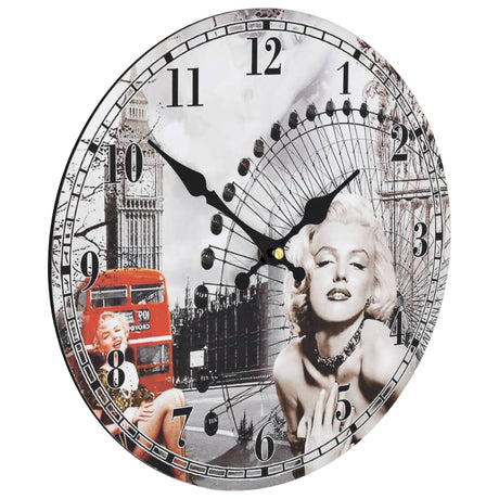 Vidaxl Mur Horloge Vintage Style Marilyn Monroe 30 cm