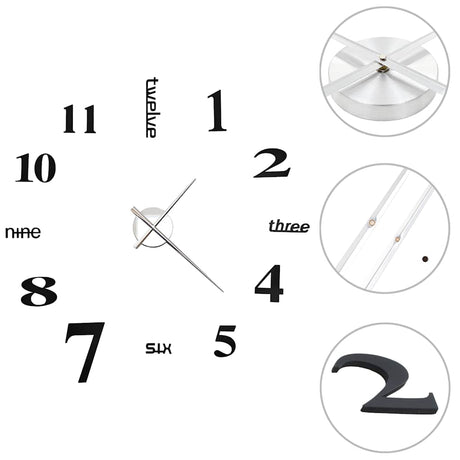 Vidaxl 3D Horloge murale 100 cm xxl noir moderne
