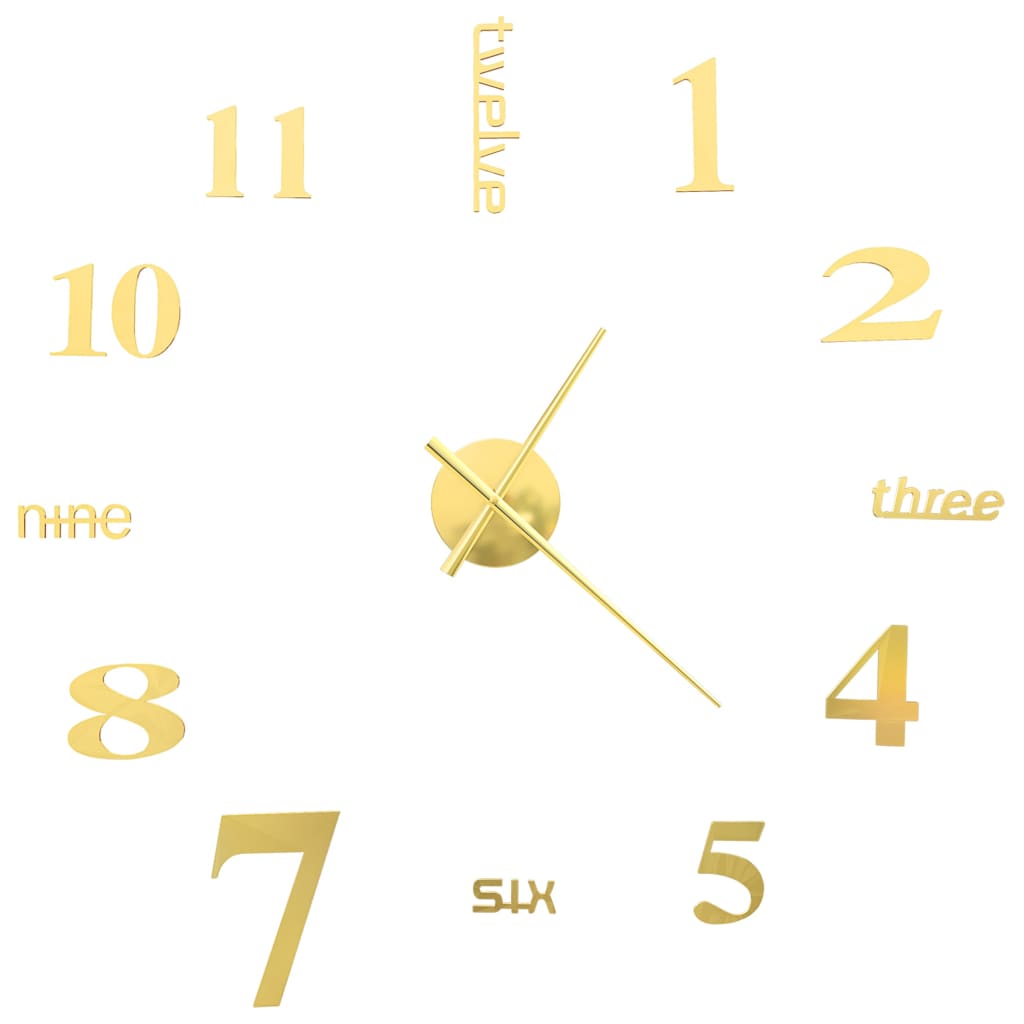 Vidaxl 3D Horloge murale 100 cm xxl coloré en or moderne