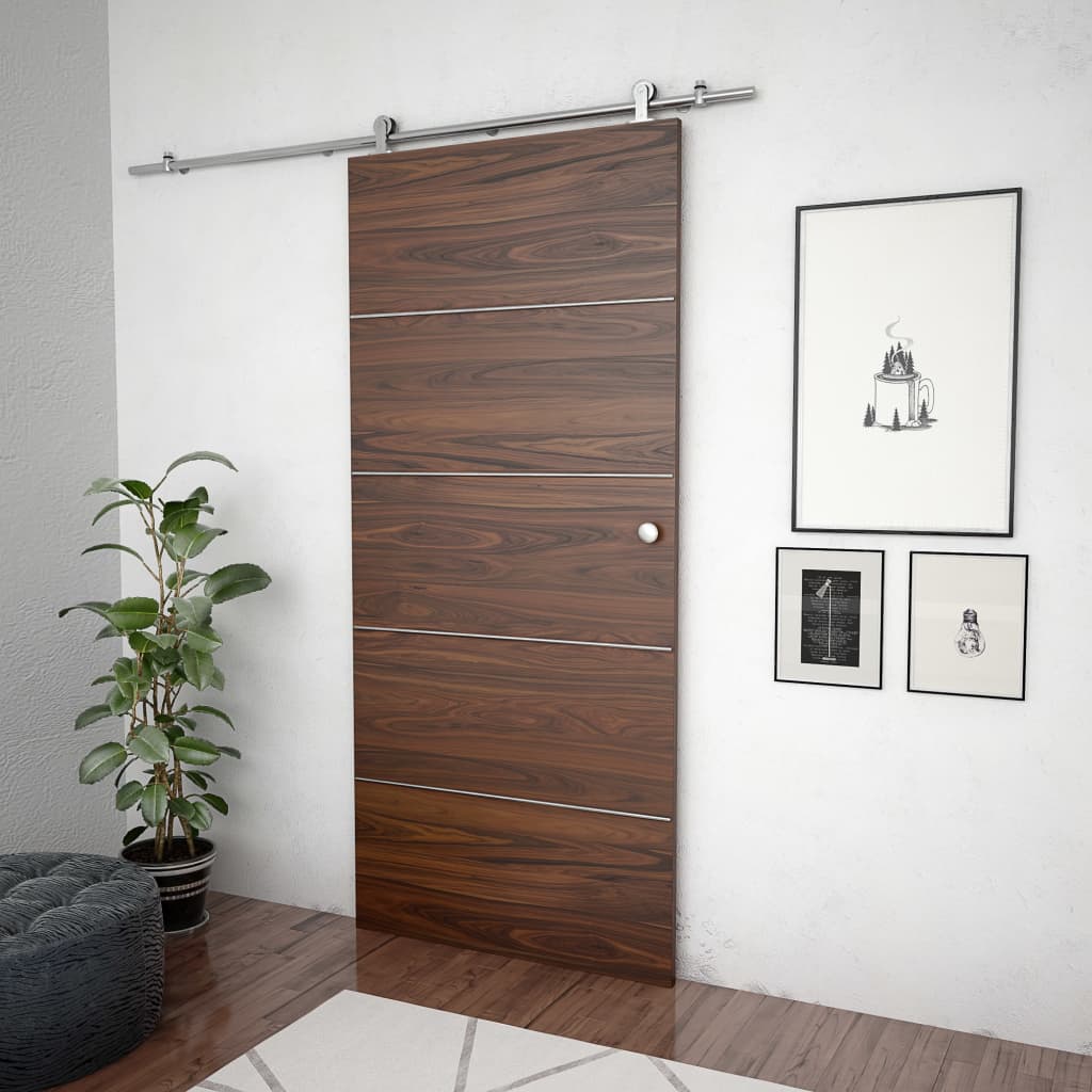 Vidaxl Sliding Door Parts Set 183 cm en acier inoxydable en argent coloré