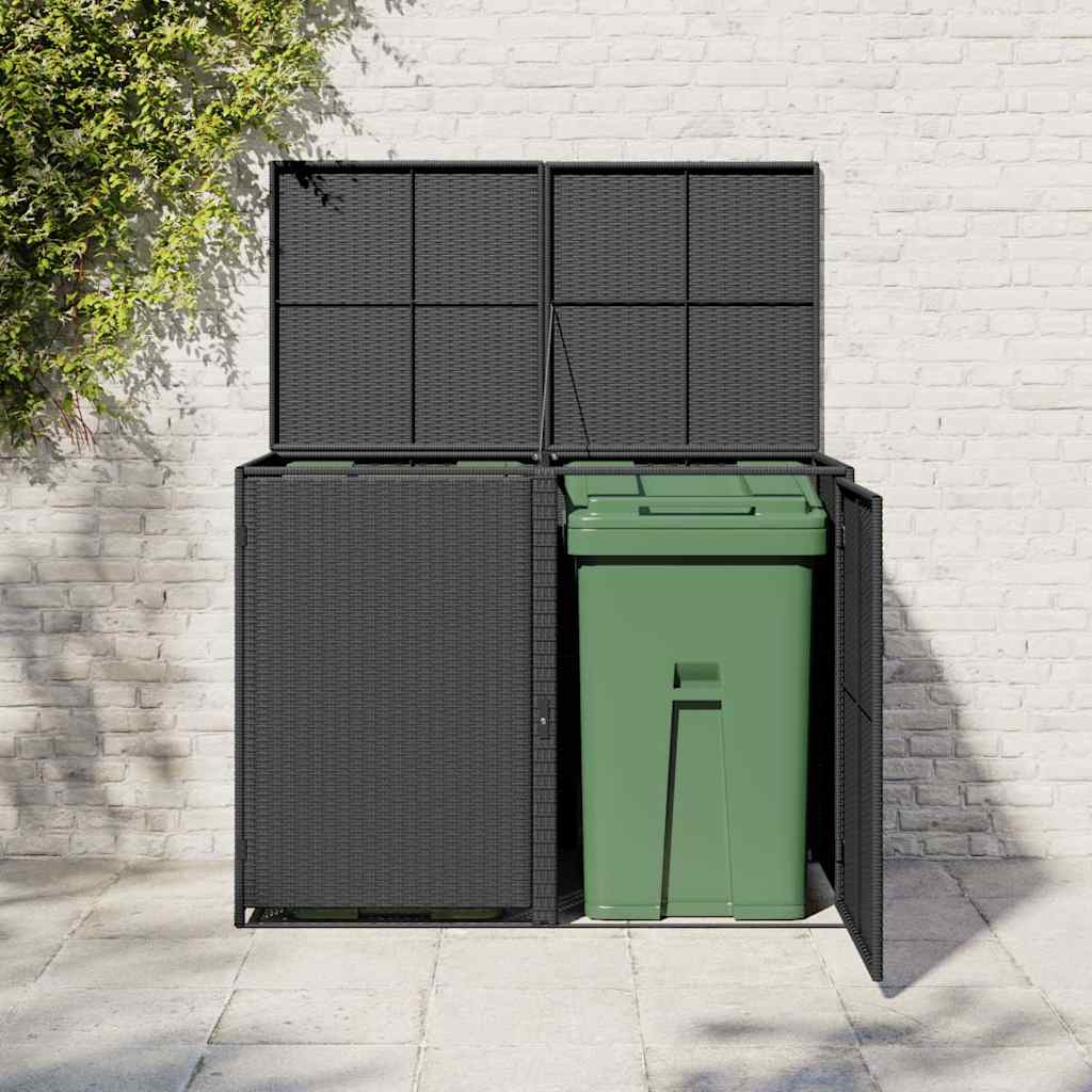 Vidaxl containerberging dubbel 148x80x111 cm poly rattan zwart