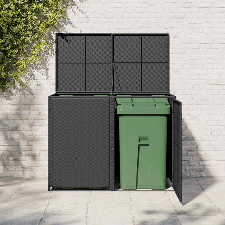 Stockage de conteneur vidaxl double 148x80x111 cm poly rattan noir