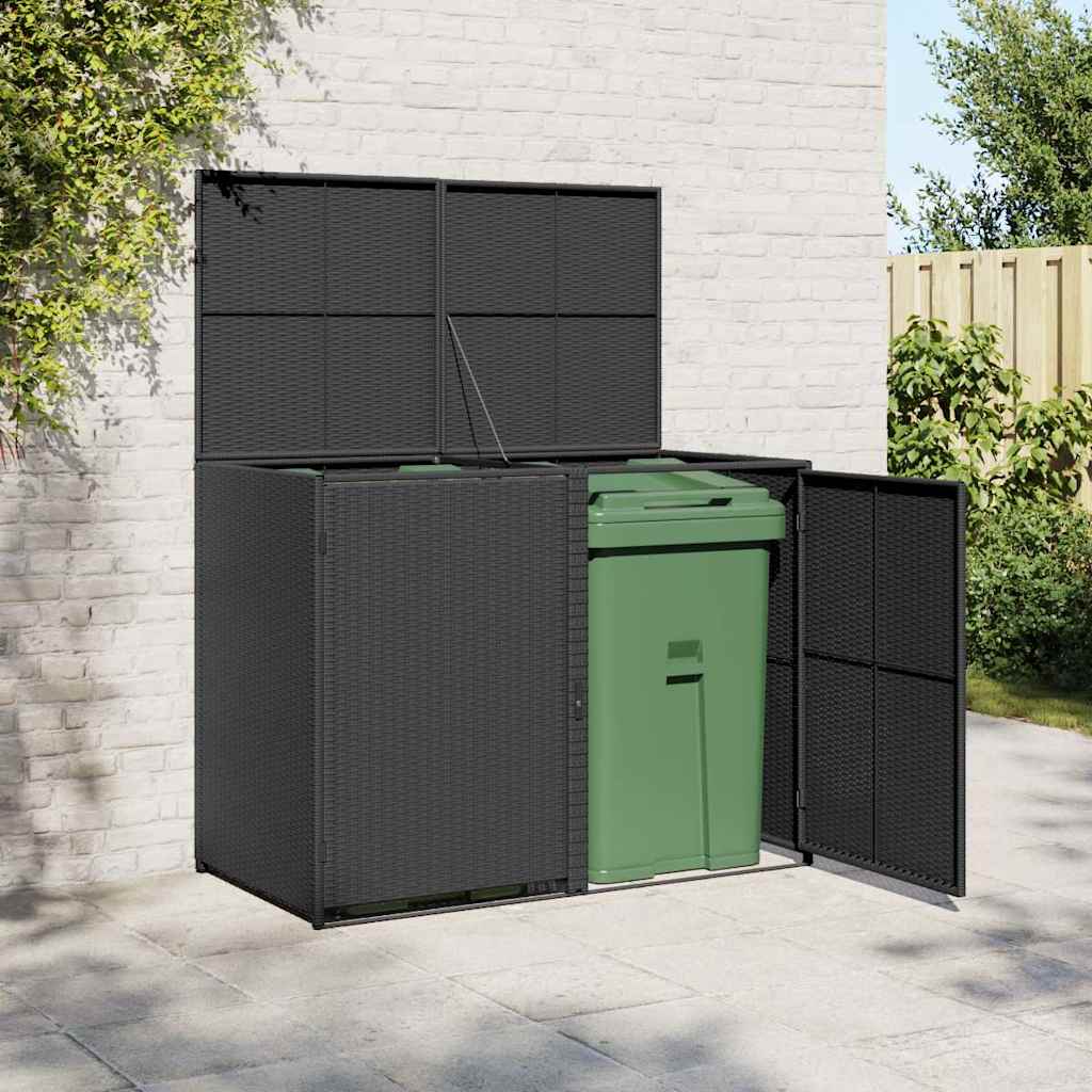 Vidaxl containerberging dubbel 148x80x111 cm poly rattan zwart