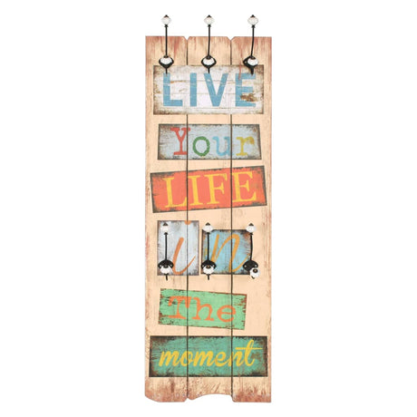 Rack de manteau mural vidaxl avec 6 crochets Live Life 120x40 cm