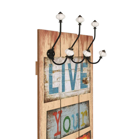 Rack de manteau mural vidaxl avec 6 crochets Live Life 120x40 cm