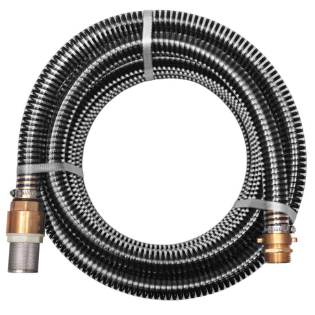 Vidaxl Sucking tuyau avec accouplements en laiton 10 m 25 mm de noir