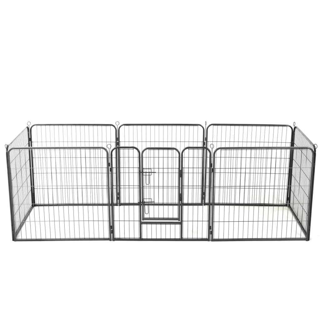 Vidaxl Dog Run z 8 paneli 80x80 cm stalowy czarny