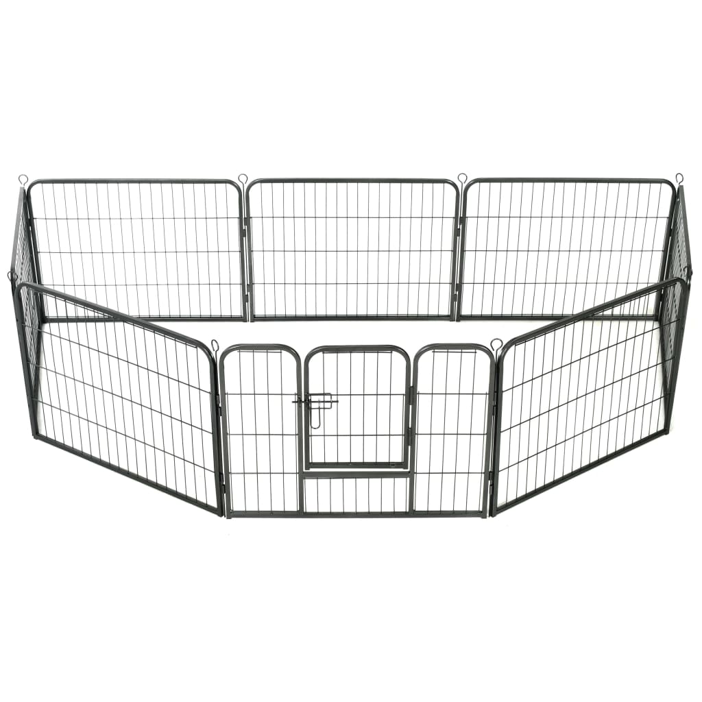 Vidaxl Dog Run z 8 paneli 80x60 cm stalowy czarny