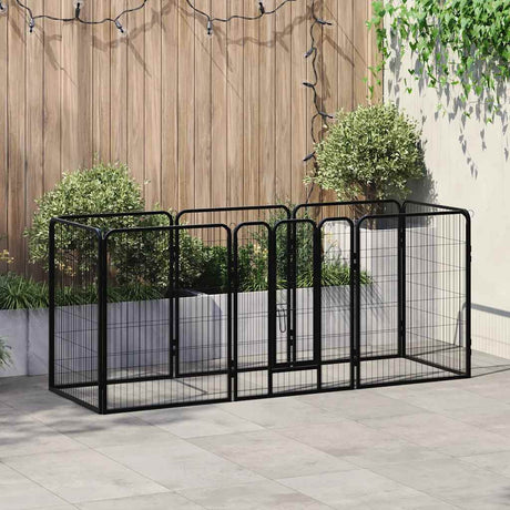 Vidaxl Dog Run avec 8 panneaux 80x100 cm en acier noir