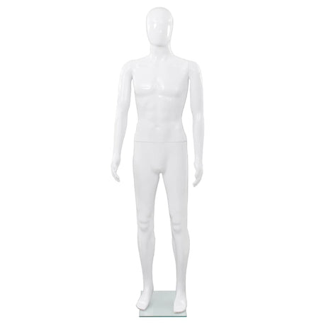 Vidaxl estalage poupée mâle avec pied de verre 175 cm blanc brillant