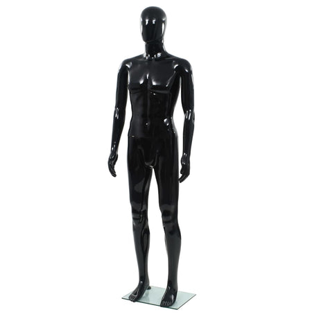 Vidaxl estalage poupée mâle avec pied de verre 185 cm noir brillant