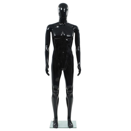 Vidaxl estalage poupée mâle avec pied de verre 185 cm noir brillant