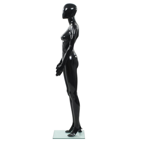 Vidaxl Estalage Doll femelle avec pied de verre 175 cm noir brillant